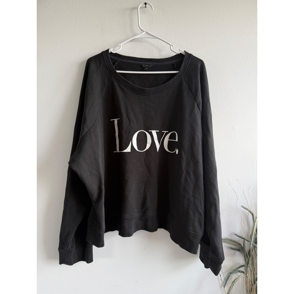 J.Crew Re-Imagined Black Love Graphic Raglan Sweatshirt Plus Size 3X Cotton